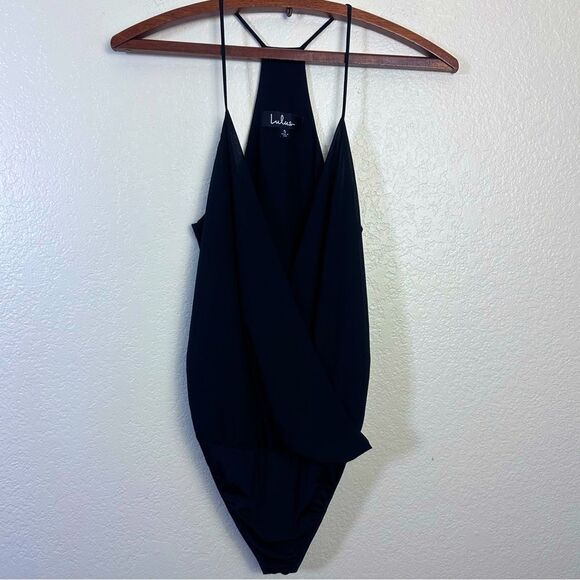 Lulu’s Well Dressed Black Draped Bodysuit Size S - Picture 3 of 9